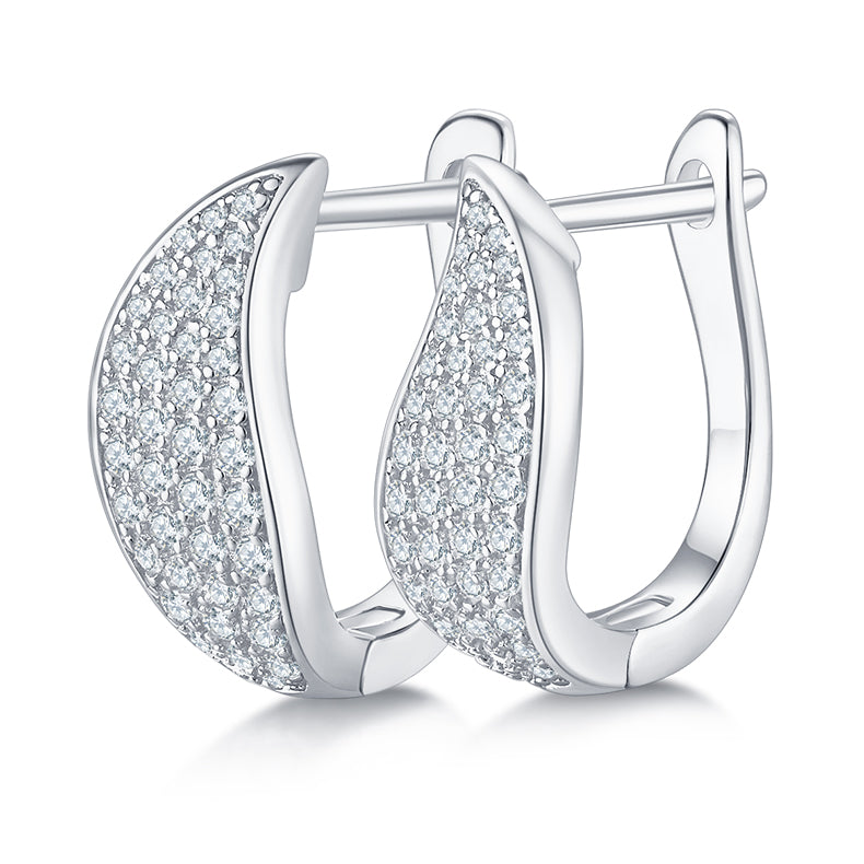 92.5 Sterling Silver Diamond Shaped Hoop Earrings