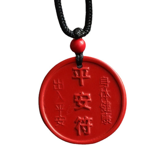 Red Cinnabar Sand Protective Talisman Pendant with Sterling Silver Craftsmanship