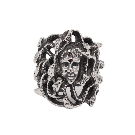 Vintage Medusa Snake Head Titanium Steel Ring for Women