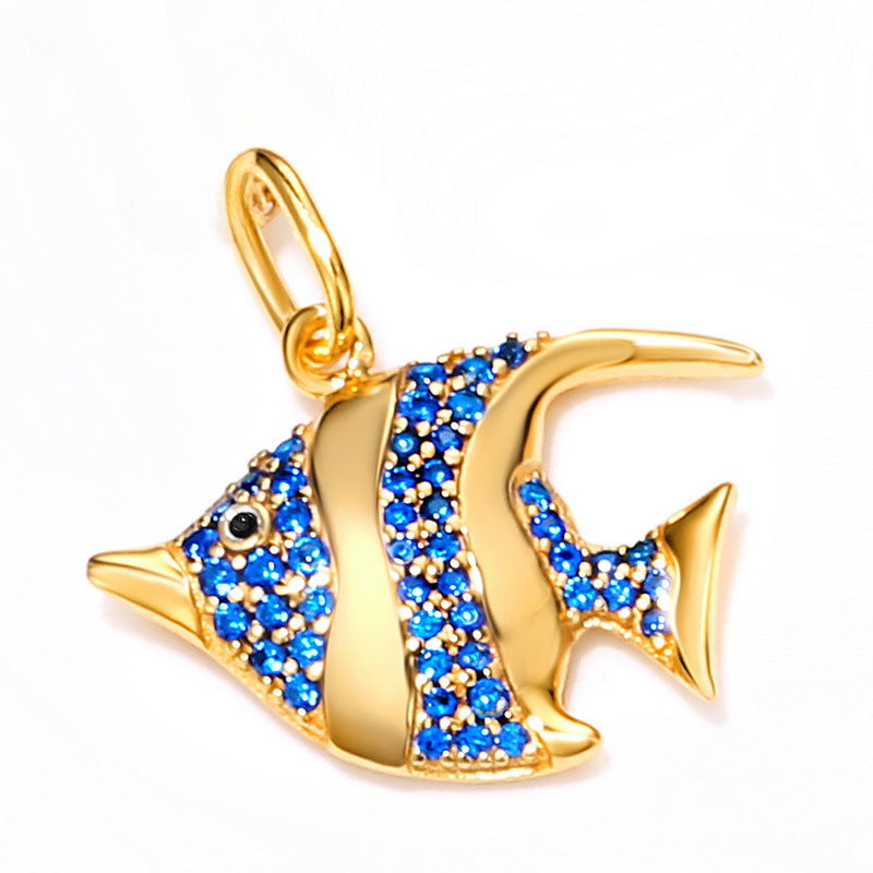 Ocean Series Blue Spinel Clown Fish Sterling Silver Pendant