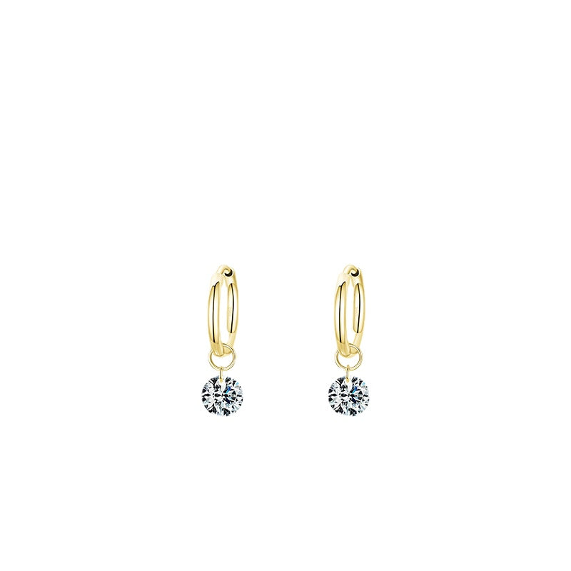 Glossy Sterling Silver Imitation Diamond Zircon Earrings