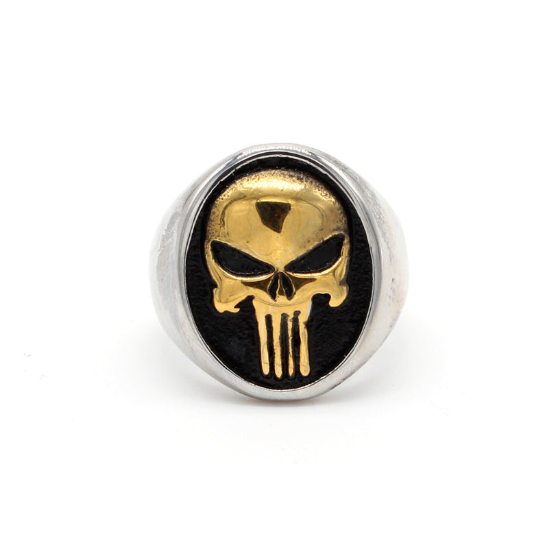 Halloween Alien Skull Oval Titanium Steel Ring for Men