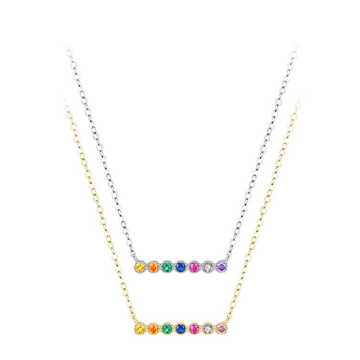 Rainbow Candy Sterling Silver Necklace with Zircon Pendant for Women