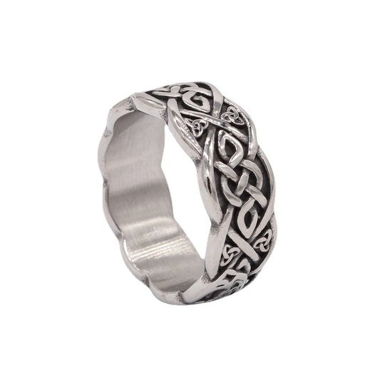 Vintage Viking Celtic Pattern Titanium Steel Ring for Men