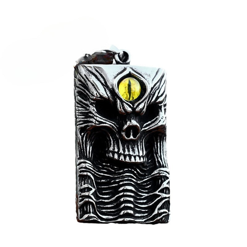 Wholesale Punk Hip-Hop Skull Pendant for Men, Titanium Steel Death Demon Eye Jewelry