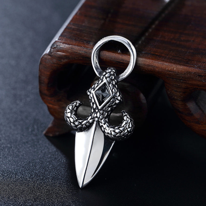 Children Flower Dagger Titanium Steel Pendant for Men