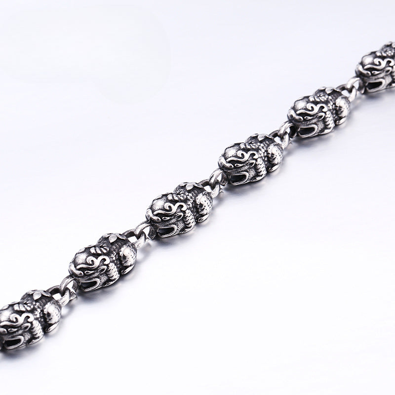 Trendy Titanium Steel Pixiu Bracelet for Men - Ethnic Jewelry Wholesale with Thai Silver Imitation