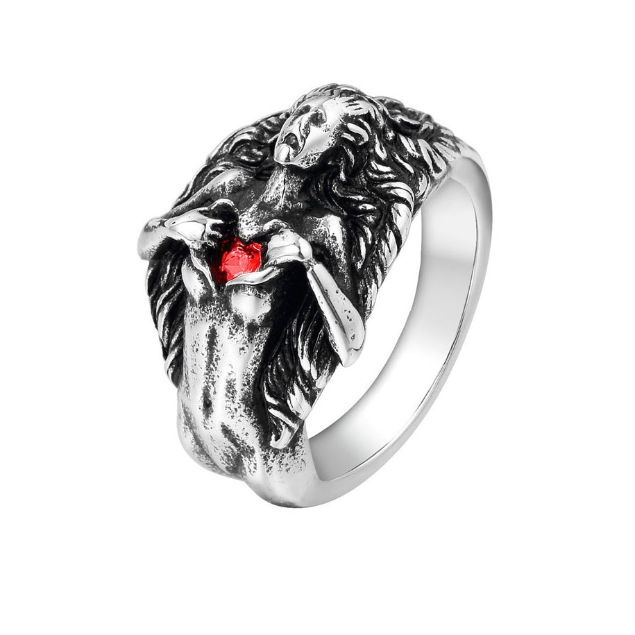 Halloween Open Heart Ghost Titanium Steel Ring for Men