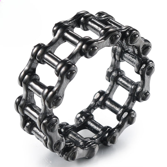 Customizable Men's Titanium Steel Chain Ring - Vintage Punk Stainless Steel Jewelry for Men