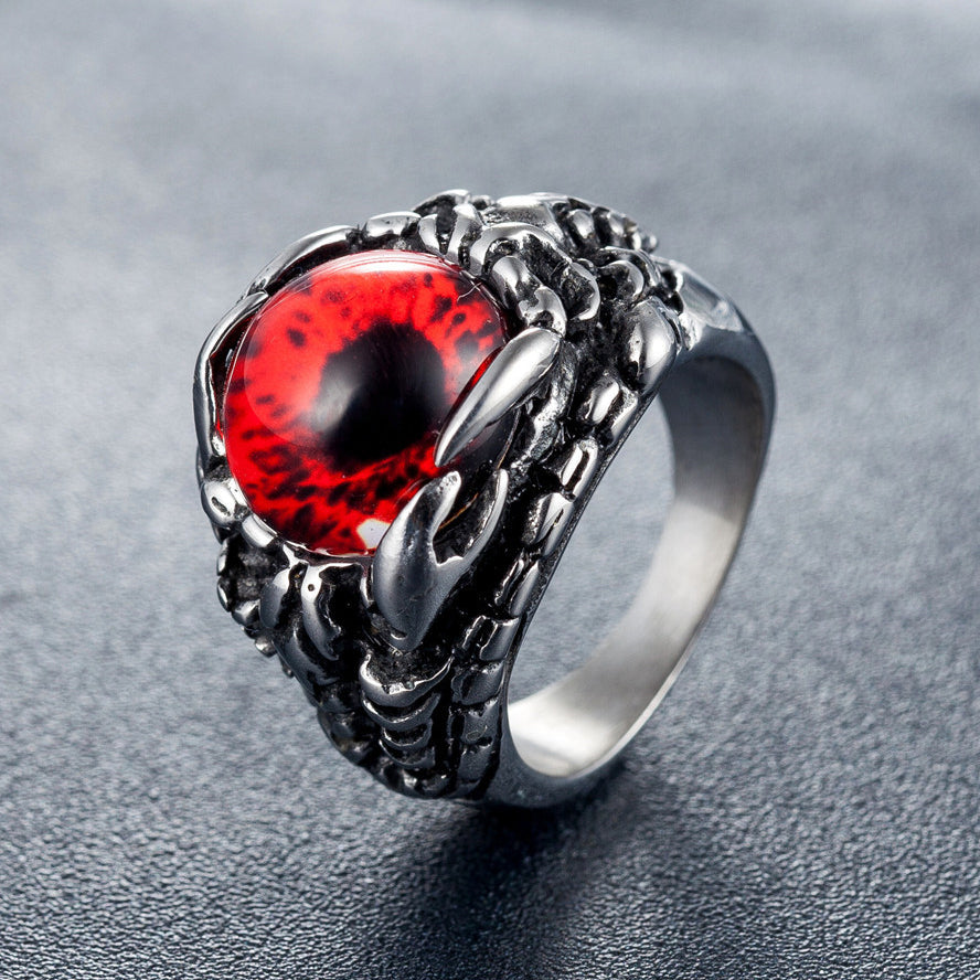 Devil's Red Eyes Titanium Steel Ring for Men