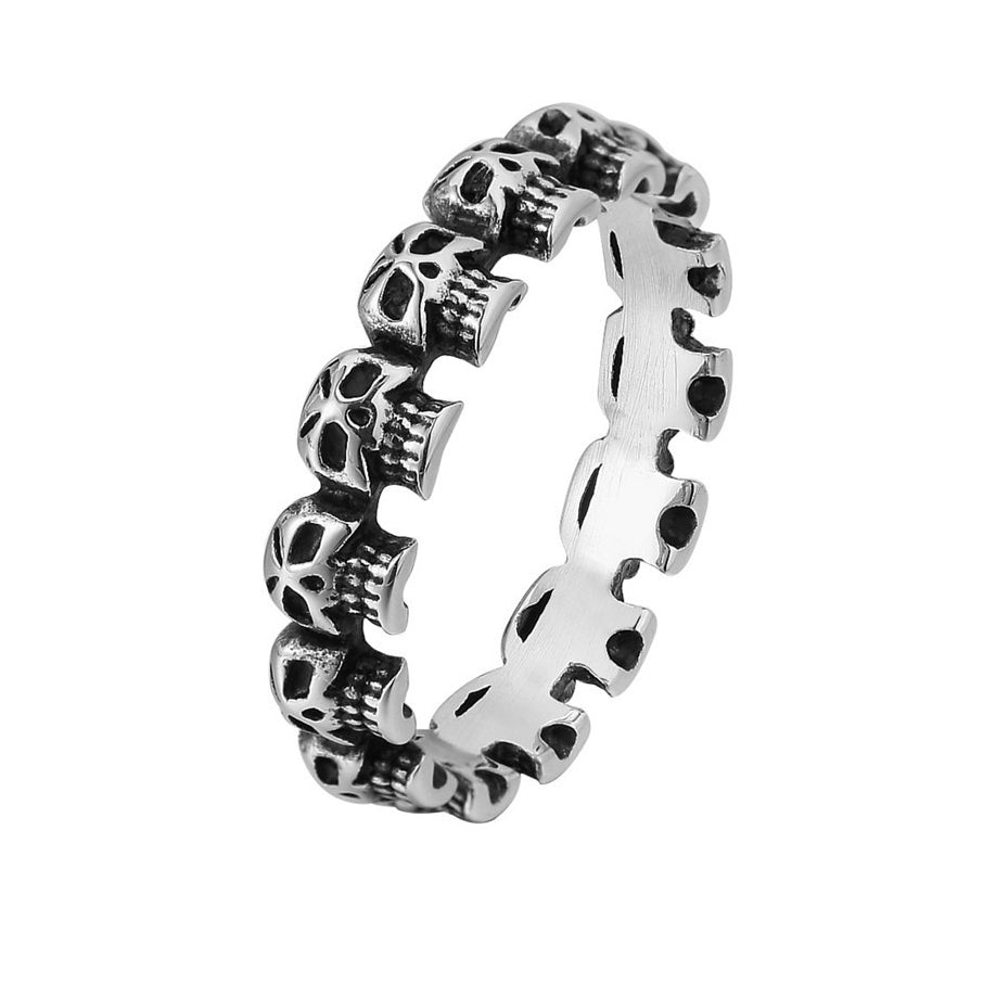 Halloween Beading Ghost Skull Titanium Steel Ring for Men