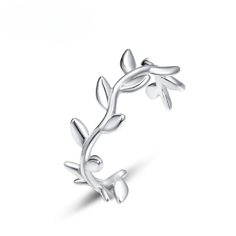 Olive Branch Bud Opening Sterling Silver Ring