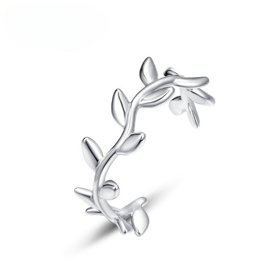 Olive Branch Bud Opening Sterling Silver Ring