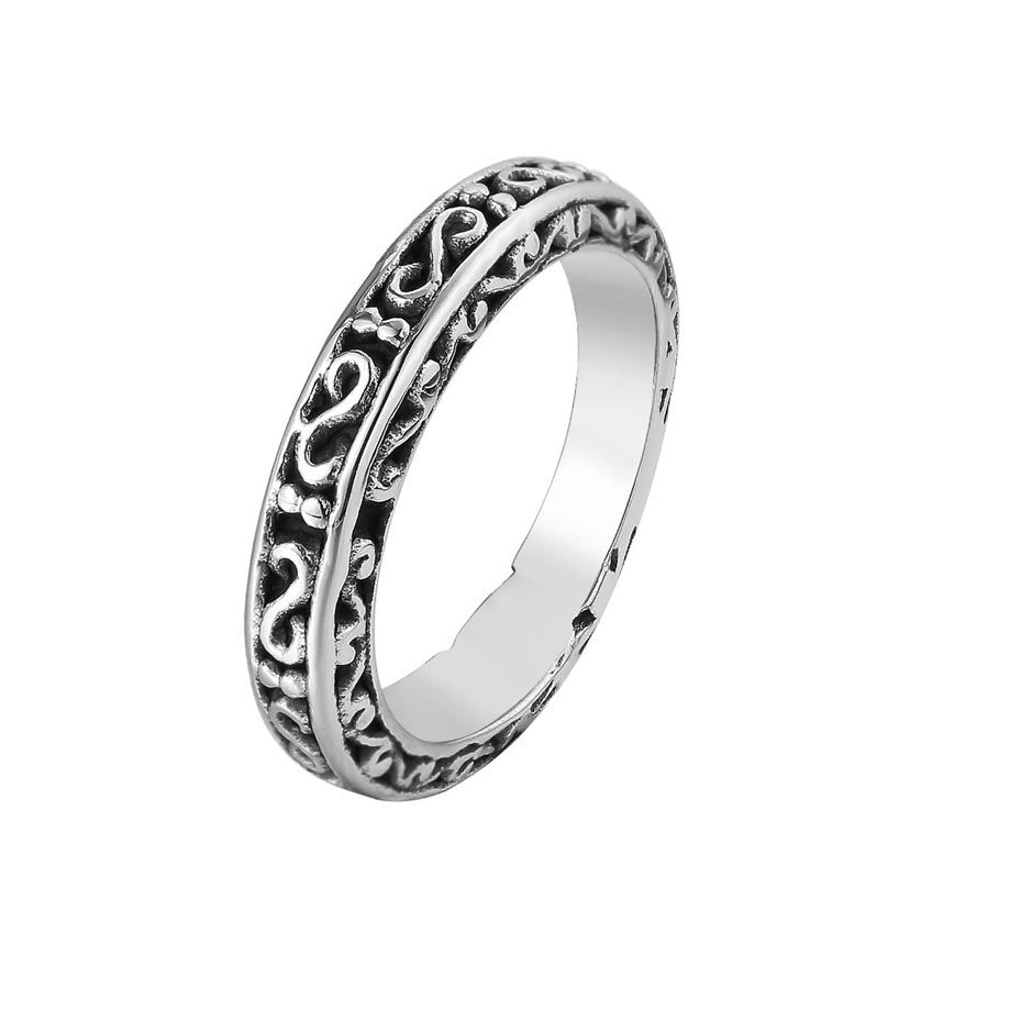 Retro Pattern Titanium Steel Ring for Wholesale Jewelry Trading