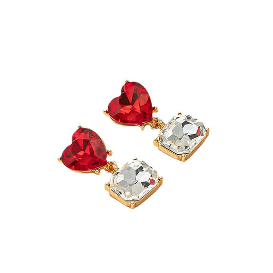 Romantic Heart-Shaped Earrings from South Korea with Delicate Floral Studs