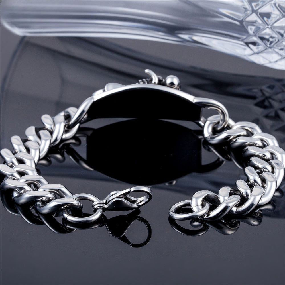 Punk Skull Titanium Steel Bracelet for Men - European and American Stainless Steel Wholesale Jewelry