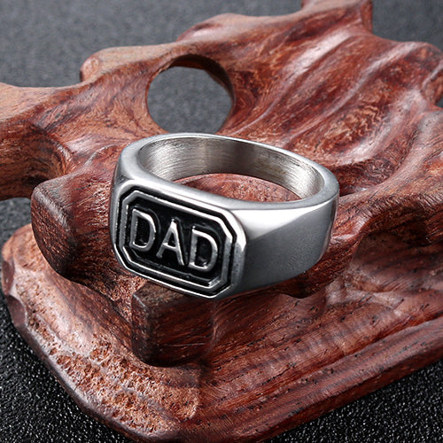 Personalized Retro Stainless Steel DAD Ring for Men - European and American Fashion Jewelry