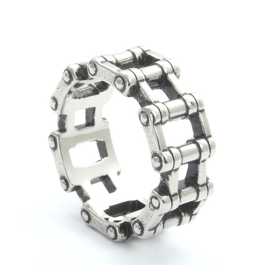 Titanium Steel Locomotive Chain Ring for Men - Retro Stylish Accessory Direct from Manufacturer