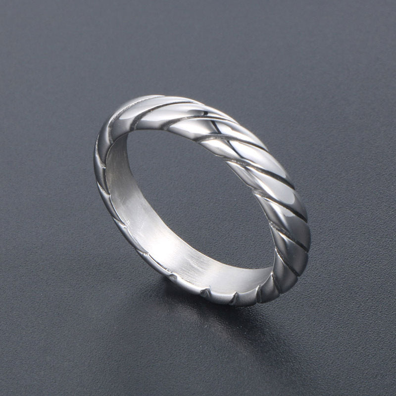 Elegant Titanium Steel Couple's Ring - Minimalist High-End Jewelry for Men