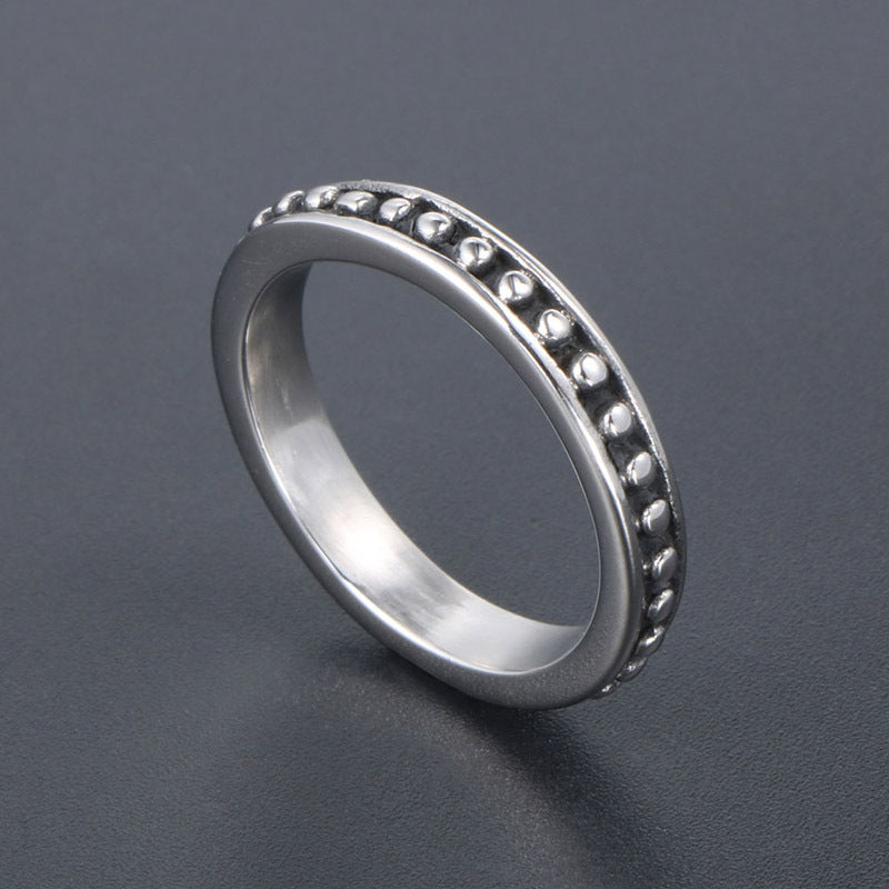 Polka Dot Titanium Steel Couple Ring for Men and Women