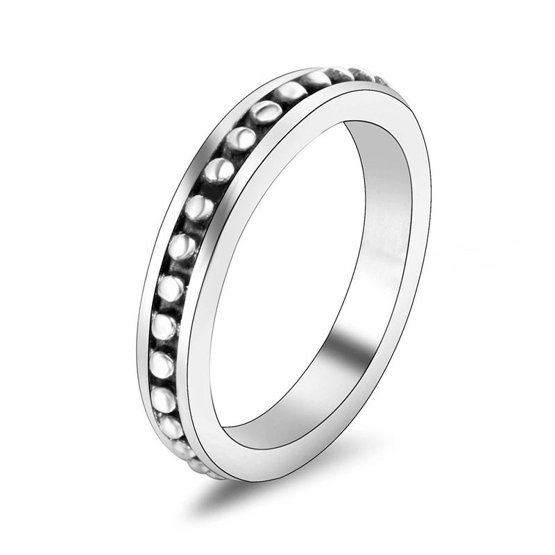 Polka Dot Titanium Steel Couple Ring for Men and Women