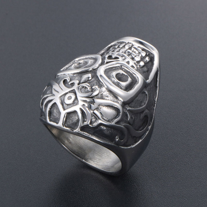 Vintage-Inspired Titanium Steel Skull Ring for Men - Unique Design and Personalized Style