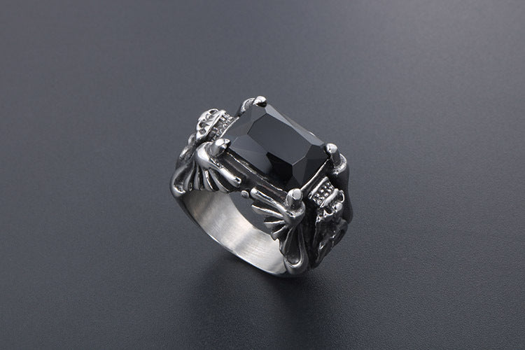 Personalized Titanium Steel Zircon Ring for Men - European and American Design, Wholesale Availability