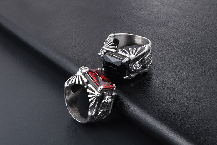 Personalized Titanium Steel Zircon Ring for Men - European and American Design, Wholesale Availability