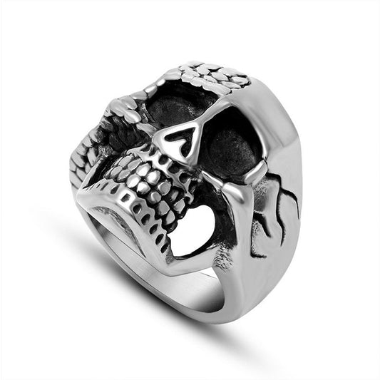 Titanium Steel Dual-Sided Skull Ring - Trendy Rock-Inspired Jewelry for Men