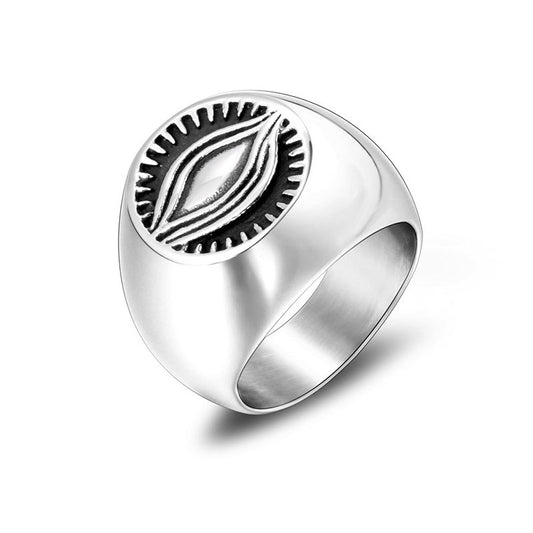 Titanium Steel Retro God's Eye Statement Ring for Men - Trendy Exaggerated Design