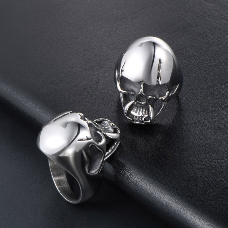 Men's Personalized Titanium Steel Zombie Tooth Skull Ring - Trendy Alternative Jewelry by Planderful