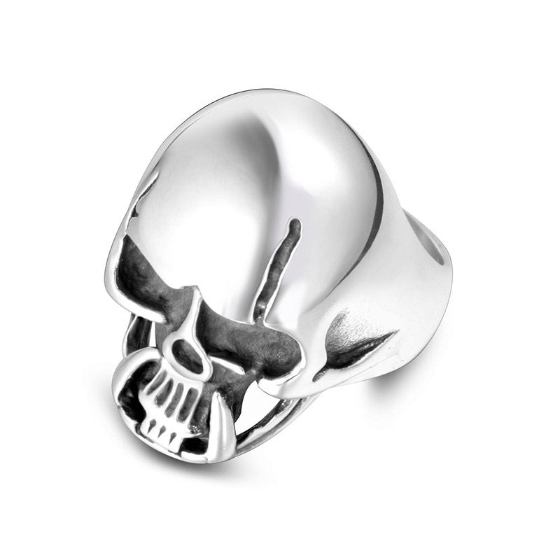 Men's Personalized Titanium Steel Zombie Tooth Skull Ring - Trendy Alternative Jewelry by Planderful