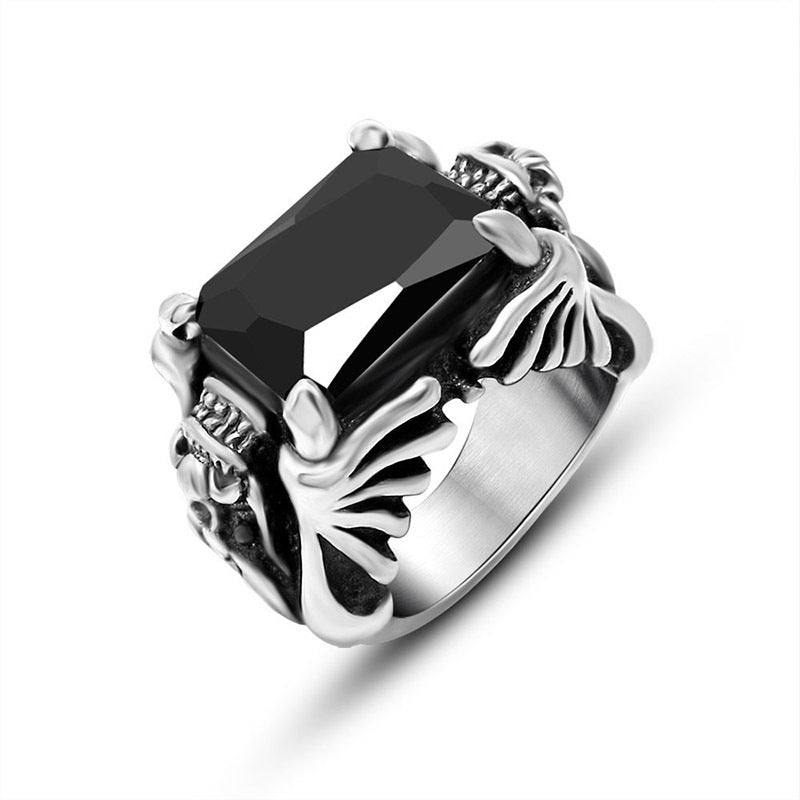 Personalized Titanium Steel Zircon Ring for Men - European and American Design, Wholesale Availability