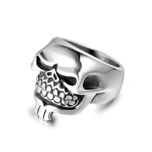 Men's Punk Skull Beard Ring - Dominant Titanium Steel Hipster Accessory for Bold Personalities