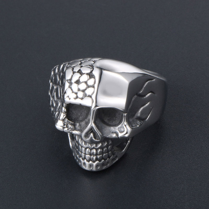 Titanium Steel Dual-Sided Skull Ring - Trendy Rock-Inspired Jewelry for Men