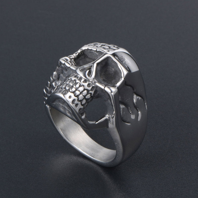 Titanium Steel Dual-Sided Skull Ring - Trendy Rock-Inspired Jewelry for Men