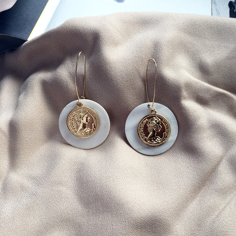 Golden Disc Dangle Earrings - Vienna Verve Collection