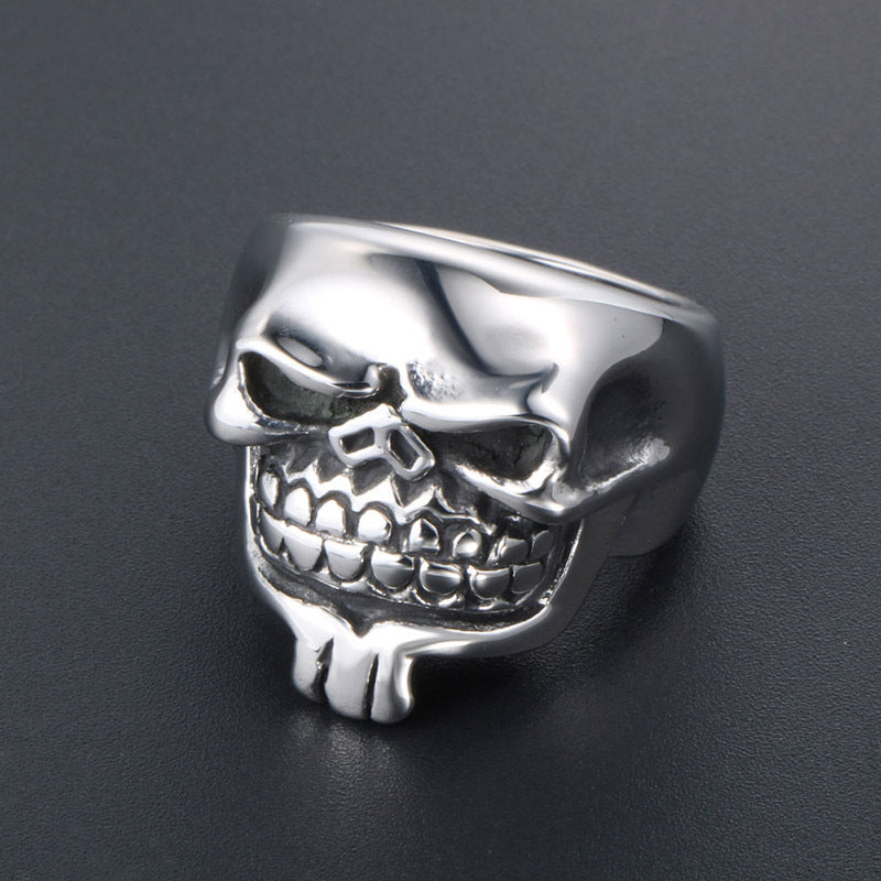 Men's Punk Skull Beard Ring - Dominant Titanium Steel Hipster Accessory for Bold Personalities