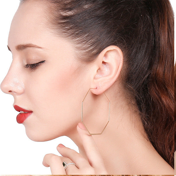 European Style Street Photo Earrings with Geometric Exaggeration