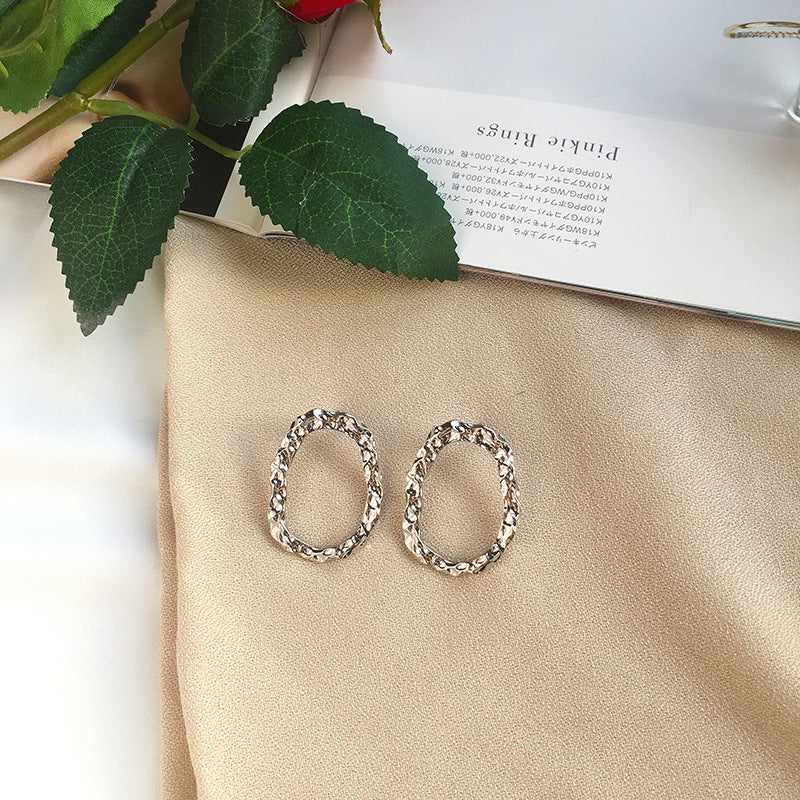 Irregular Patterned Metal Earrings with Korean Influence