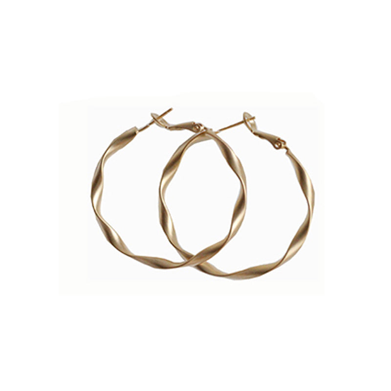 European Cross-border Matte Gold Metal Statement Earrings with Minimalist Design