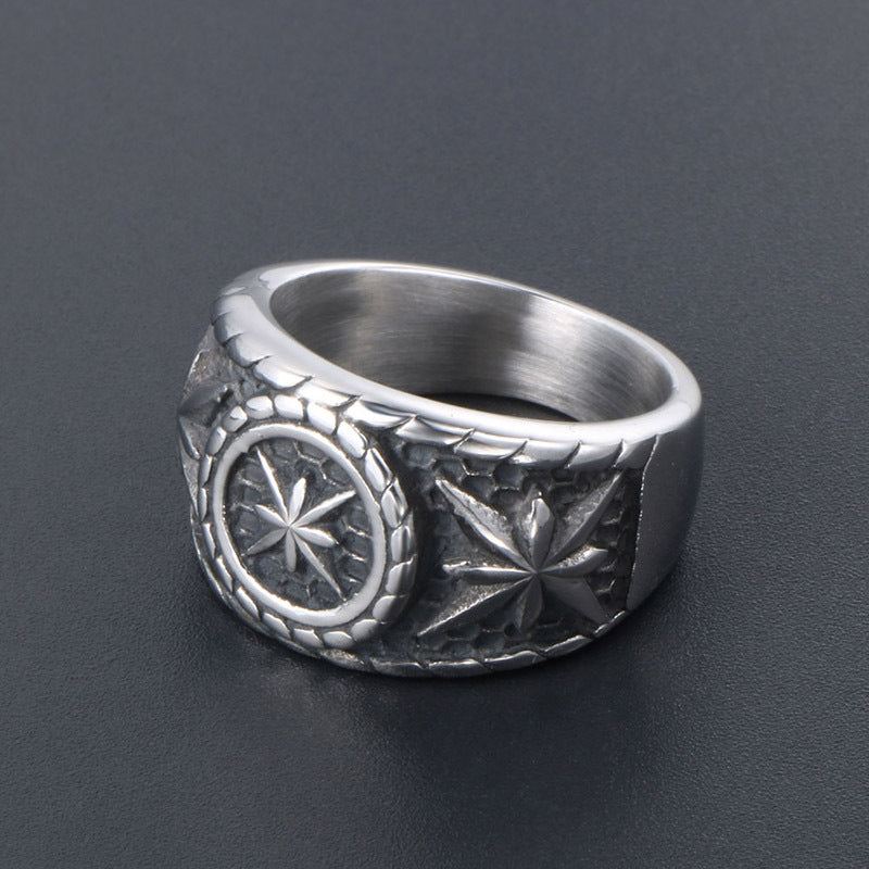 Retro-Inspired Hipster Octagonal Star Ring for Men - Punk Style Titanium Steel Accessory