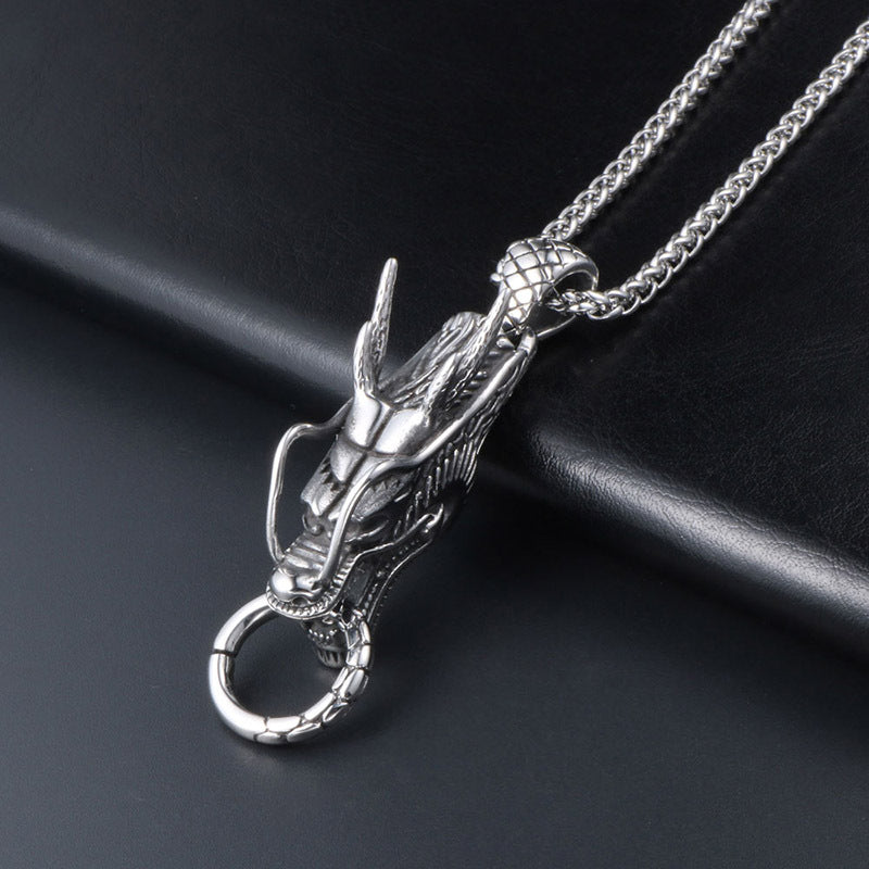 Personalized Titanium Steel Gold Dragon Necklace for Trendy Men