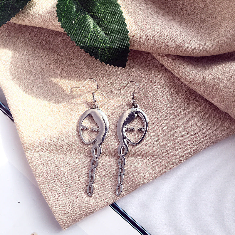 Exaggerated Abstract Metal Face Earrings with Personalized Touch - Vienna Verve Collection