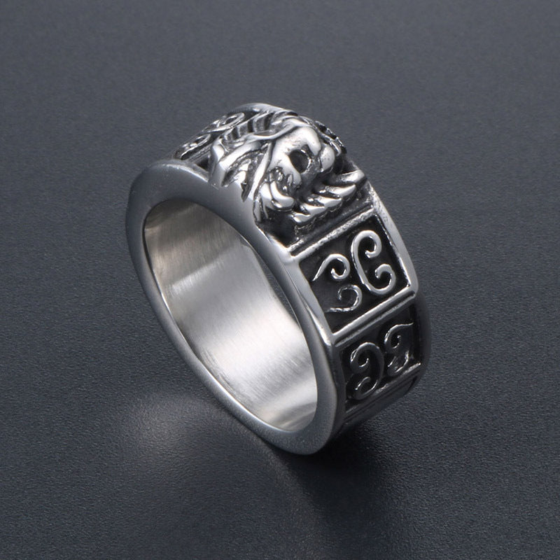 Retro Lion Head Titanium Steel Ring for Men - Wholesale Accessories