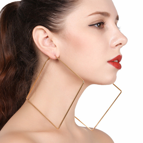 European Style Street Photo Earrings with Geometric Exaggeration