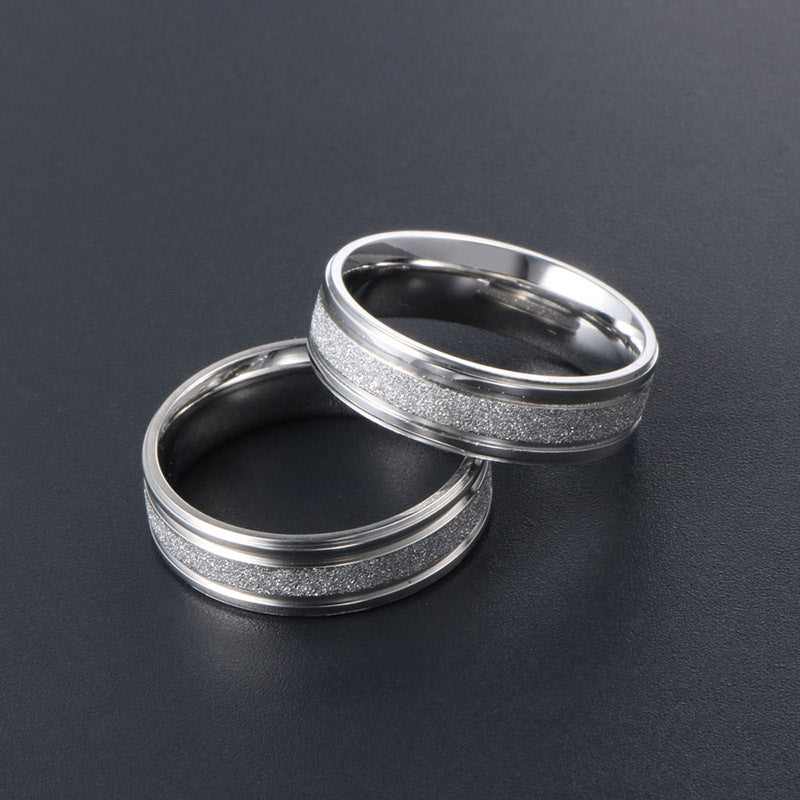 Trendy Japanese-Korean Couple's Titanium Steel Ring - Happy Whisper Design for Men