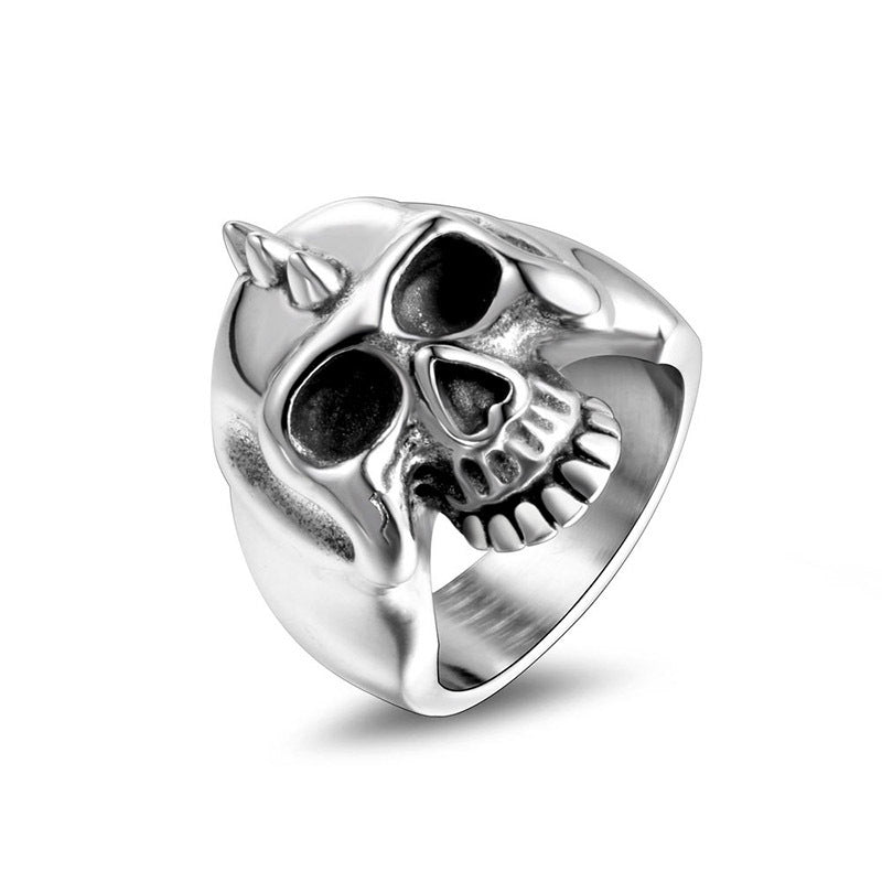 Customizable Punk Skull Ring in Titanium Steel for Men - Rock Style Jewelry