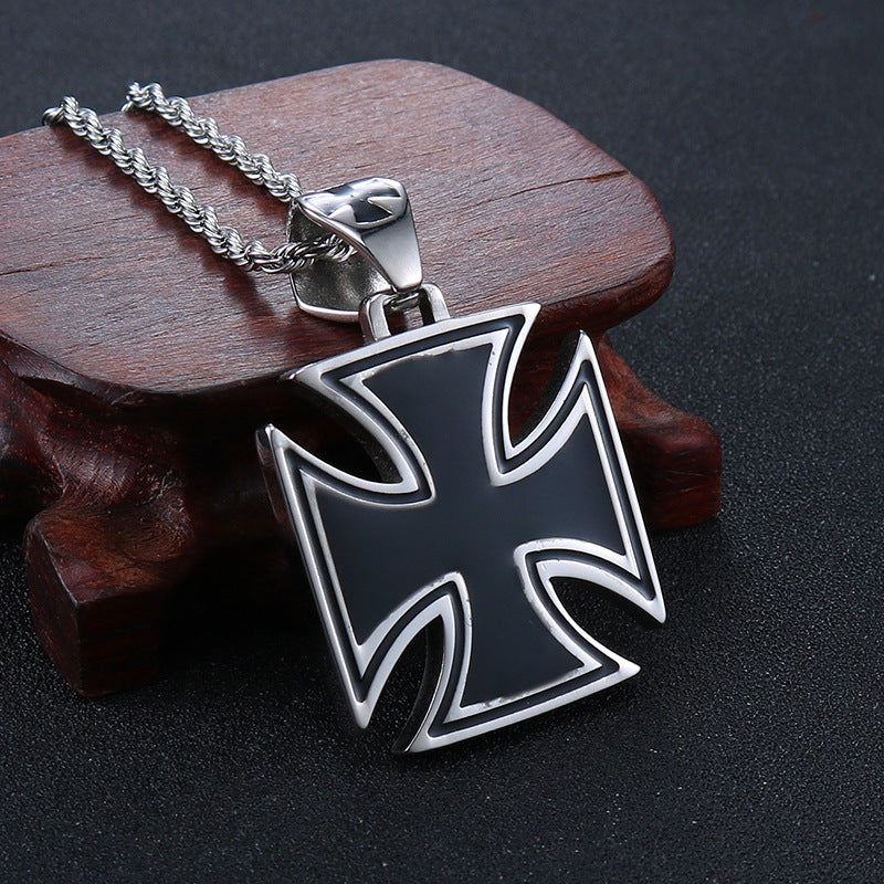 Trendy Men's Pendant in Epoxy Titanium Steel with Animation-Inspired Design and Military Floral Accents