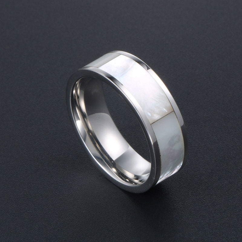 Trendy Korean Circle Shell Titanium Steel Ring for Men and Women - Everyday Genie Collection